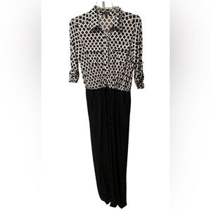 Spense- 3/4 Sleeve Wide Leg Jumpsuit-Women’s Size: 10-Color: Black/White